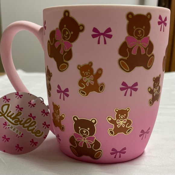 Other - Cute Pink Mug with Teddy Bear and Bow Design